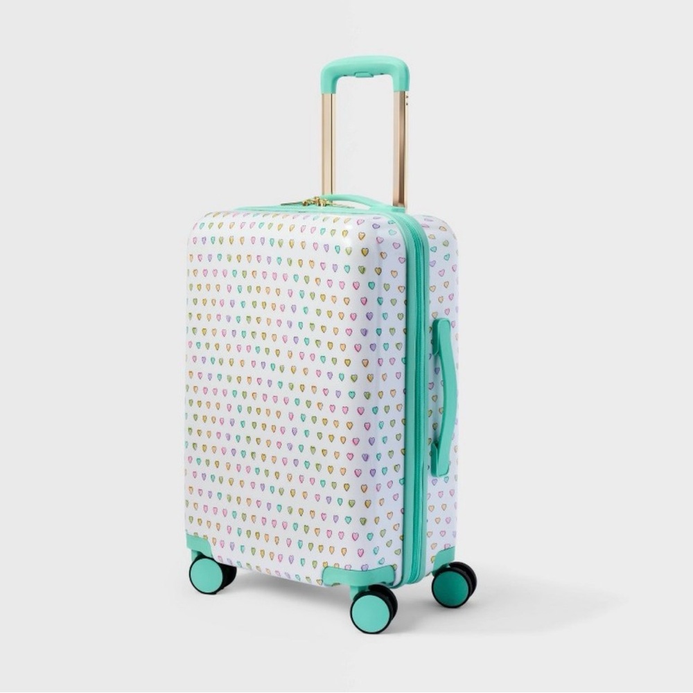 Roller Rabbit 🎯 Disco Hearts 🩷🧡💛💚🩵 Hardside Spinner Carry-on Suitcase